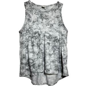 Anthropologie Paper Crane Tank Peplum Hi-Lo Sleeveless Pleated Tie Dye Gray M